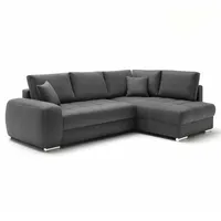 Ecksofa - graphit - Boxspringfederung - Dauerschläfer - Chromfüße Sofa Couch