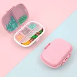 ACWOO Pillendose Klein, Tablettenbox 7 Tage, Medikamentenbox 8 Fächer, Tragbare Reise Pillen-Organizer, Herausnehmbare Fächer Pillenbox, Feuchtigkeitsbeständig, für Reise & täglichen Gebrauch (Rosa)