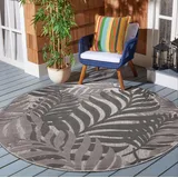 Sanat Teppich Floral Outdoor, rund, Höhe: 6 mm, In- und Outdoor geeignet, florales Design, Balkon, Terasse grau Ø 120 cm x 6 mm