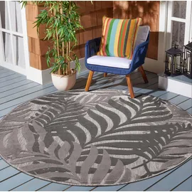 Sanat Teppich Floral Outdoor, rund, Höhe: 6 mm, In- und Outdoor geeignet, florales Design, Balkon, Terasse grau Ø 120 cm x 6 mm