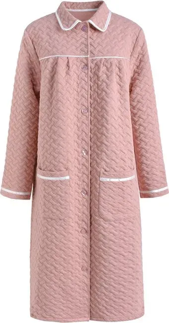 IZURIA Rosa langärmeliger Bademantel mit Revers, Größe S