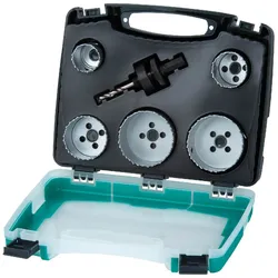 wolfcraft Bi-Metall-Lochsägeneinsatz-Set Sanitär, Ø 25-83 mm, 6-teilig, für Holz & Metalle