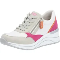 REMONTE Damen D0T01 Sneaker, Hellgrau/Weiss/Magenta/Orange / 81, 38 EU Weit