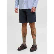 JACK & JONES "JPSTKARL BARRET CHINO SHORTS MID SN", Herren, Gr. XL, N-Gr, schwarz navy, Web, Obermaterial: 98% Baumwolle, 2% Elasthan, unifarben, weit kniebedeckend, Hosen Chinoshorts, mit Taschen