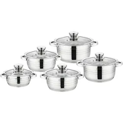 10-tlg Edelstahl Induktion Kochtopf Topf mit Deckel