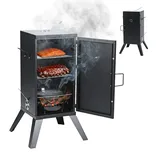 Relaxdays Räucherofen, Fleisch & Fisch, 2 Ebenen, Thermometer, Holzkohle, Hxbxt: 108,5x57x56 Cm, Stahl, Smoker, Schwarz