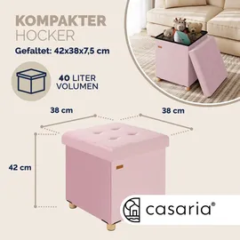 CASARIA Sitzhocker mit Stauraum Samt Rosa