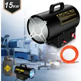 EINFEBEN Gasheizgebläse 15 kW Gasheizer Heizkanone Gasflasche Gasdruckregler 700mbar Wirksame Fläche: 225m2 Gasheizgerät Gasheizgebläse Innenb...