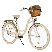 Milord. 26 Zoll 1-Gang Creme-braun Komfort Fahrrad mit Korb und Rückenträger, Hollandrad, Damenfahrrad, Citybike, Cityrad, Retro, Vintage
