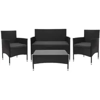 MCW Poly-Rattan Garnitur F55 4-tlg. Schwarz/Dunkelgrau