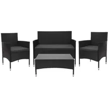 MCW Poly-Rattan Garnitur F55 4-tlg. Schwarz/Dunkelgrau