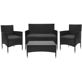 MCW Poly-Rattan Garnitur F55 4-tlg. Schwarz/Dunkelgrau
