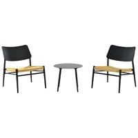 Odikalo Balkonset Bistro 3-Teilig aluminium Rattan Innenhöfe Gärten Beige/Grün/Schwarz schwarz