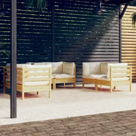 vidaXL Garten-Lounge-Set 6-tlg. beige Kiefer
