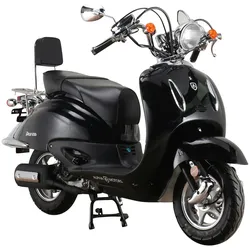 Motorroller ALPHA MOTORS "Retro Firenze", schwarz (schwarz, schwarz), Motorroller & Mofas, 85 km/h, im Retro-Look, B:88cm H:111cm L:187,5cm