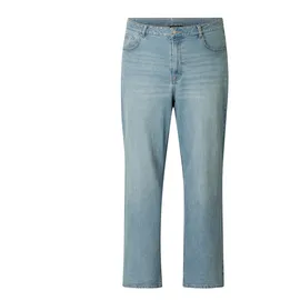 Base Level Curvy BASE LEVEL CURVY, Damen, Gr. 44, Länge 32, blau (light blau), Denim/Jeans, Obermaterial: 98% Baumwolle, 2% Elasthan, unifarben, bequem lang, Jeans, in großen Größen