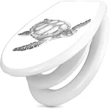 banjado Familien WC Sitz mit Absenkautomatik 44,9x37,1cm - Klobrille mit Kindersitz aus hochwertigem Polypropylen - Toilettendeckel mit Kinder Toilettensitz integriert - Motiv Schildkröte 2
