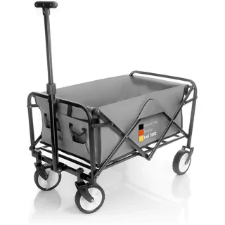 BigDean kompakter Bollerwagen faltbar grau bis 80kg belastbar – Kleiner Bollerwagen platzsparend zusammenklappbar Bollerwagen Kinder für Ausflüge, Camping & Einkäufe