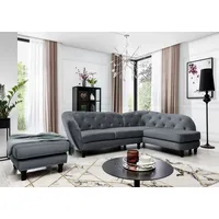 Fun Möbel Ecksofa inkl.Hocker CHARLOTTE in Stoff Matt Velvet