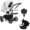 babies-on-wheels Kombi-Kinderwagen 4 in 1 Kinderwagen-Set Roy - 15 Teile - in 7 Farben weiß