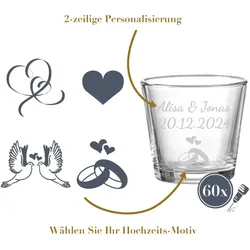 Windlicht Nori 60er Set - Hochzeitsmotive