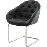 DeLife Freischwinger Gaio-Flex Echt-Leder Schwarz Freischwinger rund Edelstahl