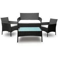 Jopassy Sitzgruppe Couch Polyrattan Relax-Lounge Sitzgarnitur Ecke Gartenmöbel Balkon schwarz - Schwarz