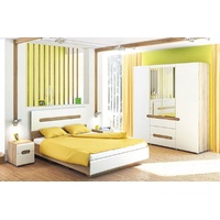 Feldmann-Wohnen Schlafzimmer-Set LEONARDO, (Set, 4-St., 1 Kleiderschrank + 1 Bett + 2 Nachtkonsolen), Liegefläche: ca. 160 x 200 cm beige