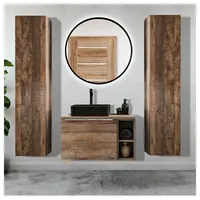 Lomadox Badmöbel Set in Vintage Oak Eiche, Spiegel mit