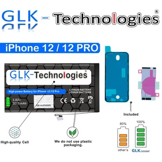GLK-Technologies GLK für iPhone 12 Pro / 12 Akku inkl. 2x Klebebandsätze Handy-Akku