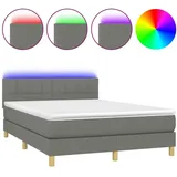 vidaXL Boxspringbett mit Matratze & LED Dunkelgrau 140x200 cm Stoff