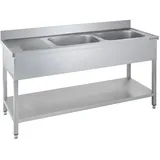 GastroHero Spültisch Basic 16x6 mit 2 Becken rechts, Aufkantung Grundboden