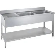 GastroHero Spültisch Basic 16x6 mit 2 Becken rechts, Aufkantung Grundboden