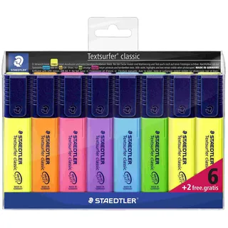Staedtler Textmarker Textsurfer classic 364 A WP8 sort. 8 St./Pack.