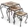 Harms Import 3er Set Hocker Beistelltische Garten schwarz bunt Keramik Stahl Mosaik Blumen