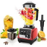 7MAGIC Standmixer 9 Stufen Smoothie Mixer Smoothie Maker, 1600,00 W, Ice Crusher, 2L Saftbehälter, 0,6L Trockenmahlbehälter BPA frei rot