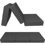 POKAR Klappmatratze 3-teilige Faltmatratze Gästematratze Feldbett Klappbett, Größe:80 x 195 x 15 cm, Farbe:Anthrazit - Grau
