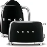 Wasserkocher SMEG 50's Retro Style 1,7l schwarz + Toaster SMEG 50's Retro Style 2x2 schwarz 95