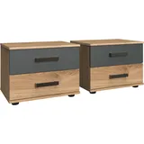 WIMEX Nachtschrank Stockholm 52 x 38 x 40 cm Grau/Schwarz