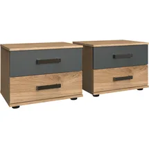 WIMEX Nachtschrank Stockholm 52 x 38 x 40 cm Grau/Schwarz