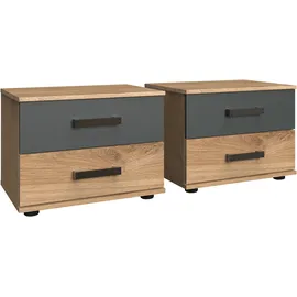WIMEX Nachtschrank Stockholm 52 x 38 x 40 cm Grau/Schwarz
