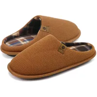 ONCAI Hausschuhe Herren Rückstellschaum Memory Foam Herren Pantoffeln und Mann Haus Schuhe mit Kunstpelz Futter und Indoor Outdoor Gummisohlen Khaki Größe 49 EU - 49 EU