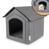 Petsona Hundehöhle Hundehütte Faltbare Mit Herausnehmbarem Dach Hundehaus Hundebett Katzenbett Haustierbett Schlafplatz Größe M, Grau