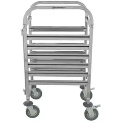 Transportwagen 6 GN 1/1 Edelstahlbehälter, Lenkräder mit Bremsen – Equipementpro