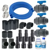 HAF® Bypass Set Universal | Ventil für den Anschluss von Pool Wärmepumpe Poolheizung Solaranlage | Adapter für optimale Regulierung des Wasserdurchfluss | Anschlussset mit 32mm 38mm Schlauchanschluss