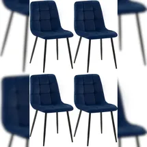 CLP 4er Set Esszimmerstuhl Tilde blau/Samt