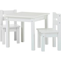 Hoppekids Kindersitzgruppe »MADS Kindersitzgruppe«, (Set, 3 tlg., 1 Tisch, 2 Stühle), in vielen Farben, mit zwei Stühlen, weiß