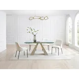 Esstisch ausziehbar - 6 bis 10 Personen - Sicherheitsglas & beigefarbenes Metall - Transparent - LOZIPA von Maison Céphy - Transparent