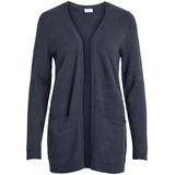 Vila Clothes Damen VIRIL L/S Open Knit Cardigan-NOOS Strickjacke, Total Eclipse (Melange), 38 (Herstellergröße: M)