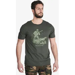 T-Shirt 100 Jagd Baumwolle Jagdhund grün bronzegrün S